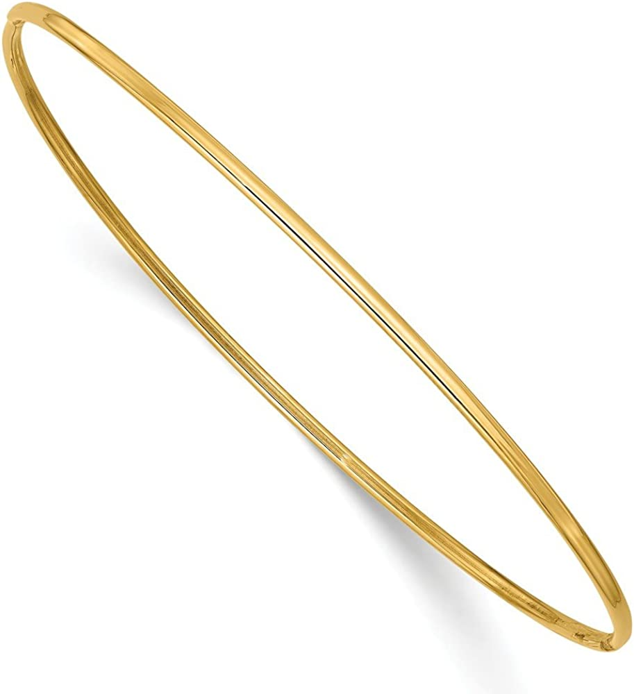 1.5mm Slip-On Bracelet in Solid 14k Yellow Gold 20.32cm, 8 inches, Gold, 0
